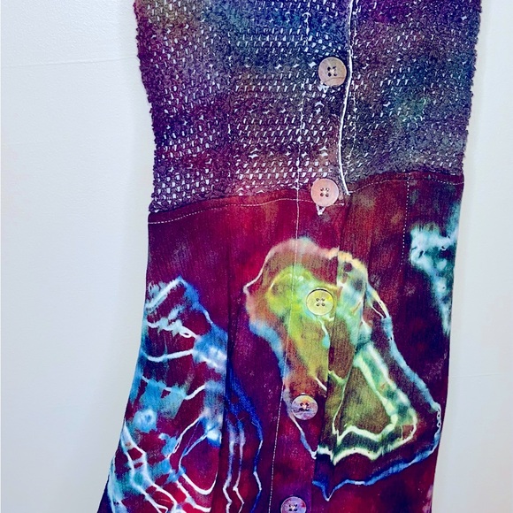 Custom Ice Dye Tie Dye Geode Pattern Boho Festival Hippie Dress Size S - Picture 4 of 10